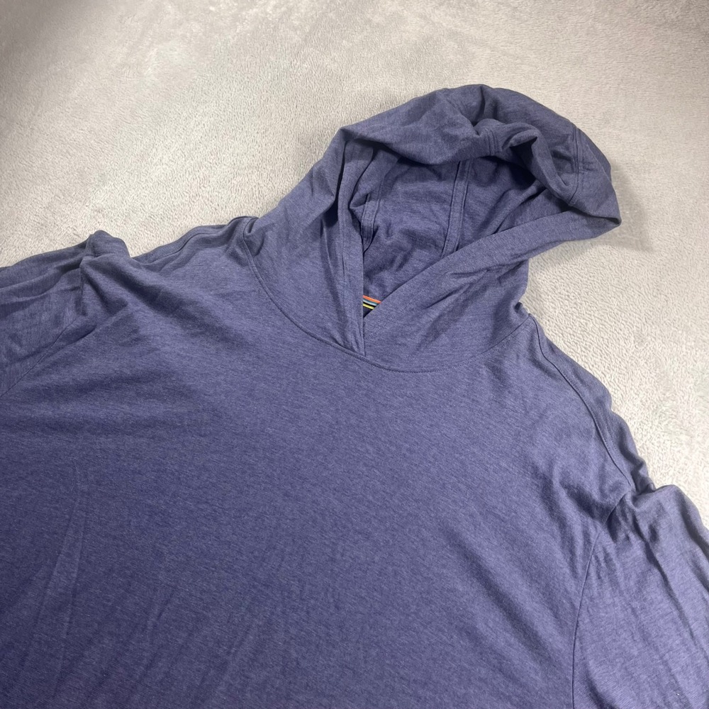 Smartwool Mens 2XL Blue Heathered Merino Wool Blend Long Sleeve Hoodie Pullover